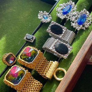 Men's Vintage Cufflinks & tie pins Lot Of 3 Dante 60s 70s Deco MCM Gold Silver